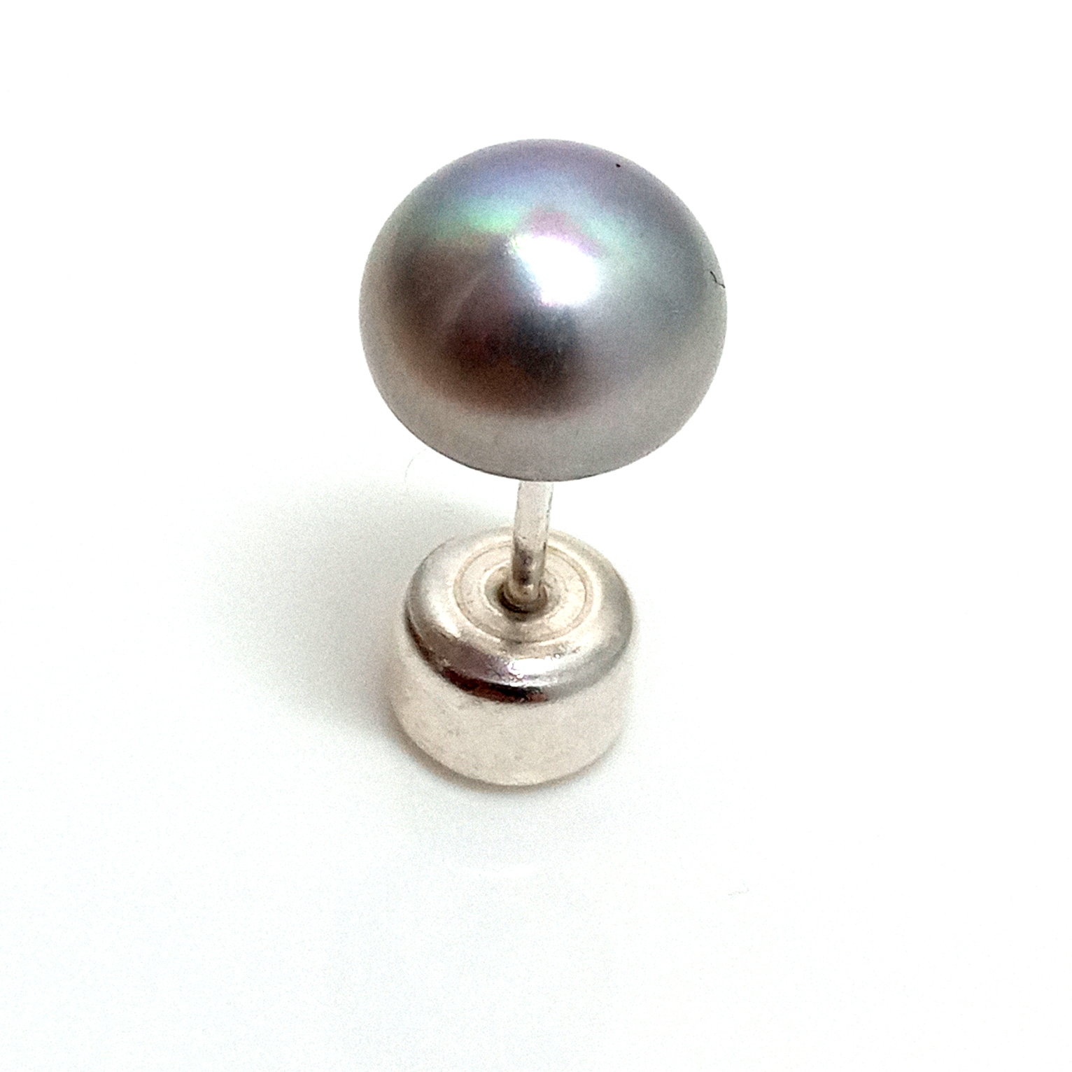 Grey Button Pearl Tie Tack